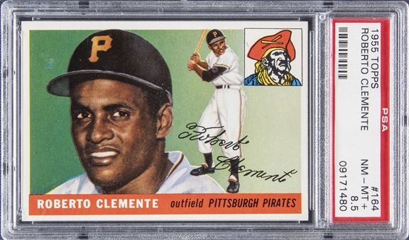 1955 Topps #164 Roberto Clemente Rookie Card - PSA NM-MT+ 8.5